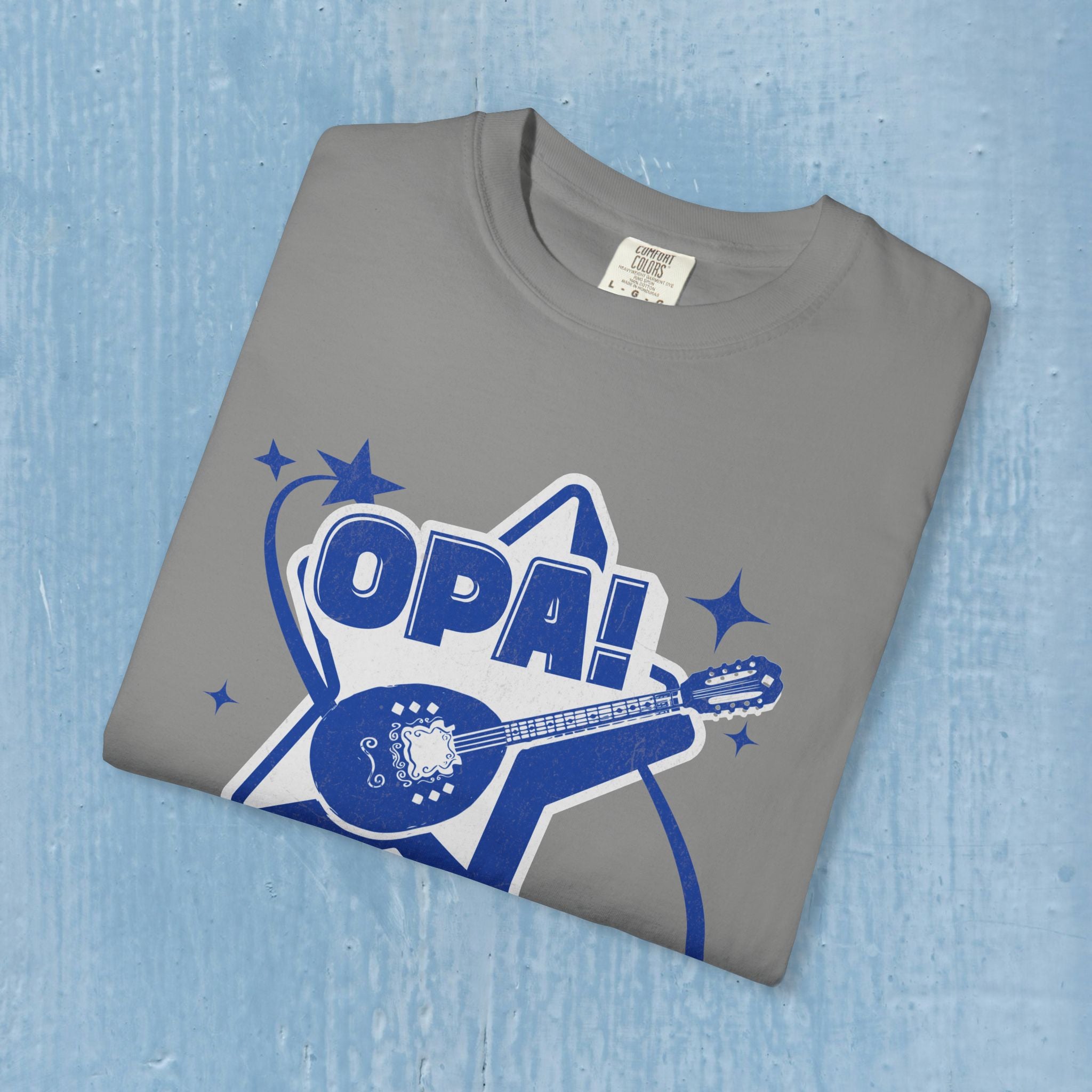Greek Music Bouzouki Opa T-Shirt, Greek Festivals, Concerts Casual Wear, Unisex Garment-Dyed Tee, Greek Heritage Gift,