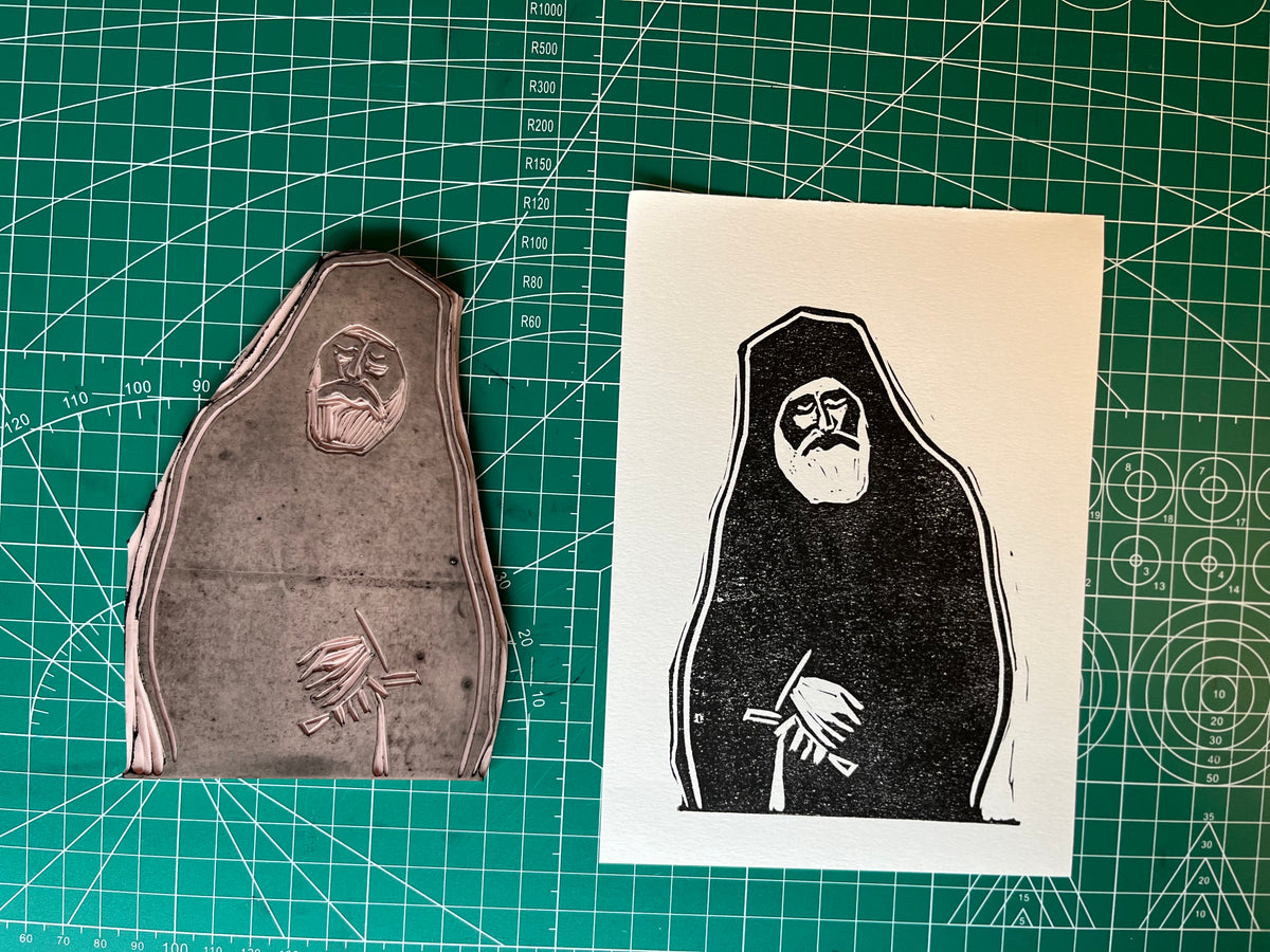 St. Paisios Linocut Sticker