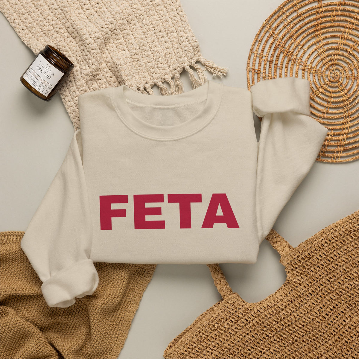 Feta Cheese Lovers Sweatshirt | Greek Foodie, Vintage Typography