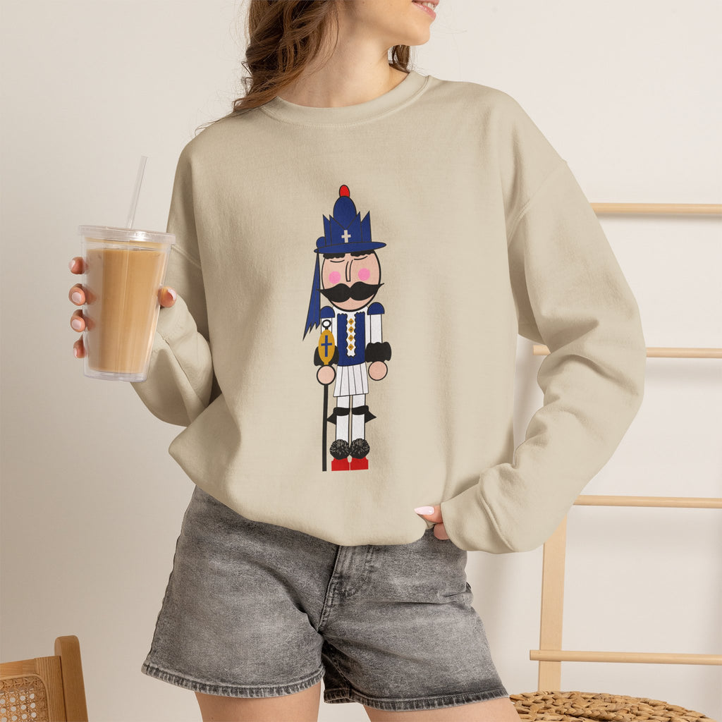 Evzone Nutcracker Illustration Sweatshirt | Holiday Nutcracker Soldier Crewneck