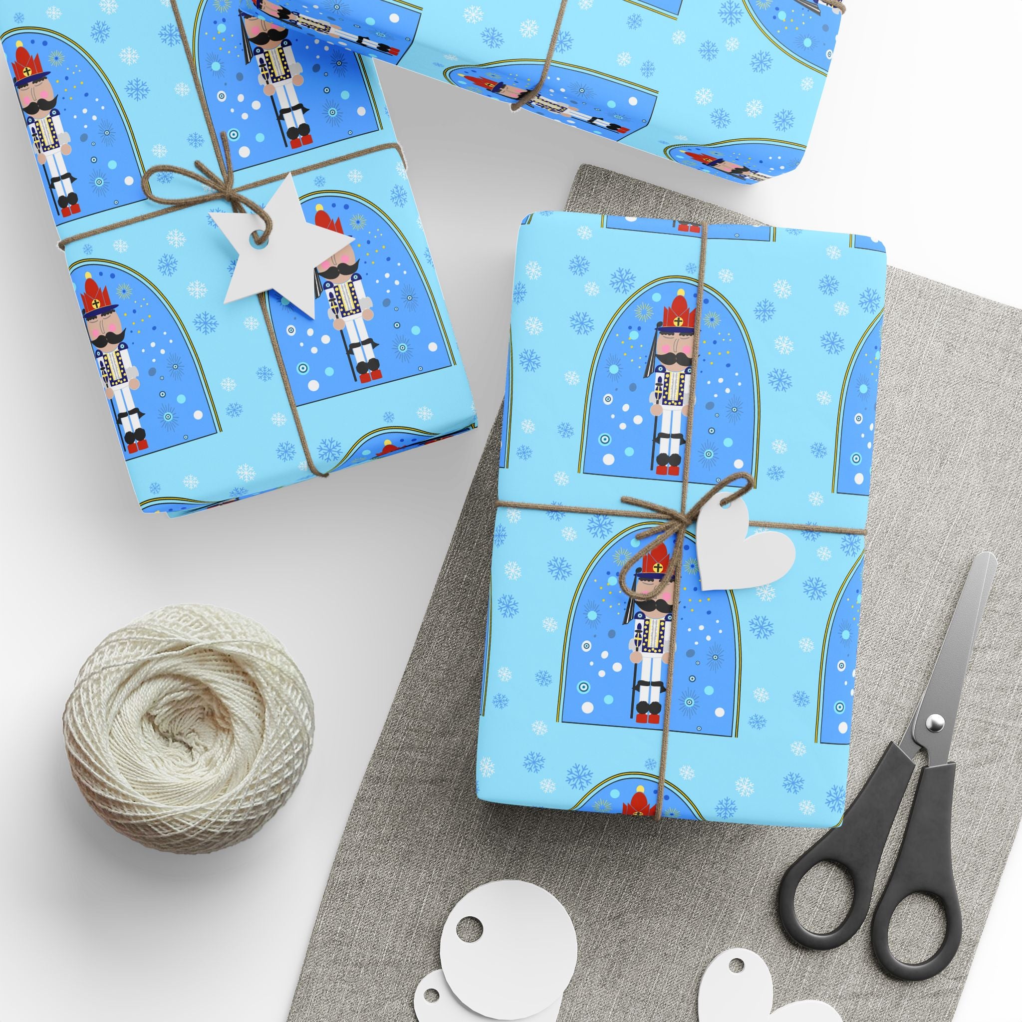 Greek Evzone Nutcracker Gift Wrap, Greece Traditional Soldier, Christmas Holiday Packaging