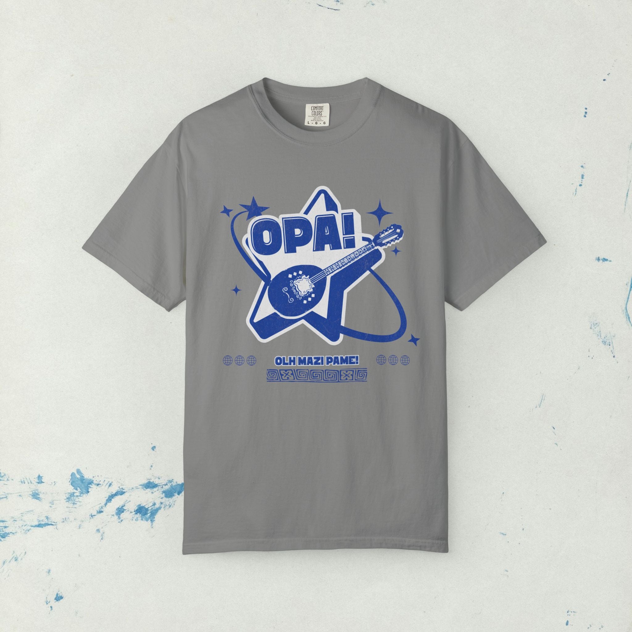 Greek Music Bouzouki Opa T-Shirt, Greek Festivals, Concerts Casual Wear, Unisex Garment-Dyed Tee, Greek Heritage Gift,