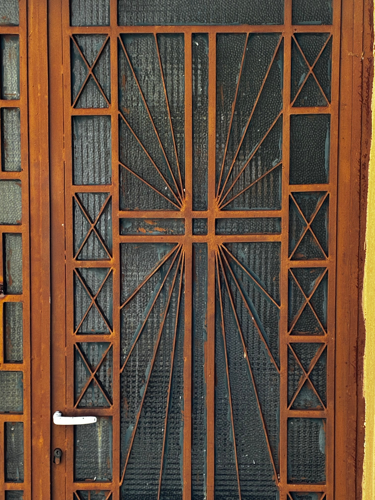 Doors of Greece Cross Linocut Print