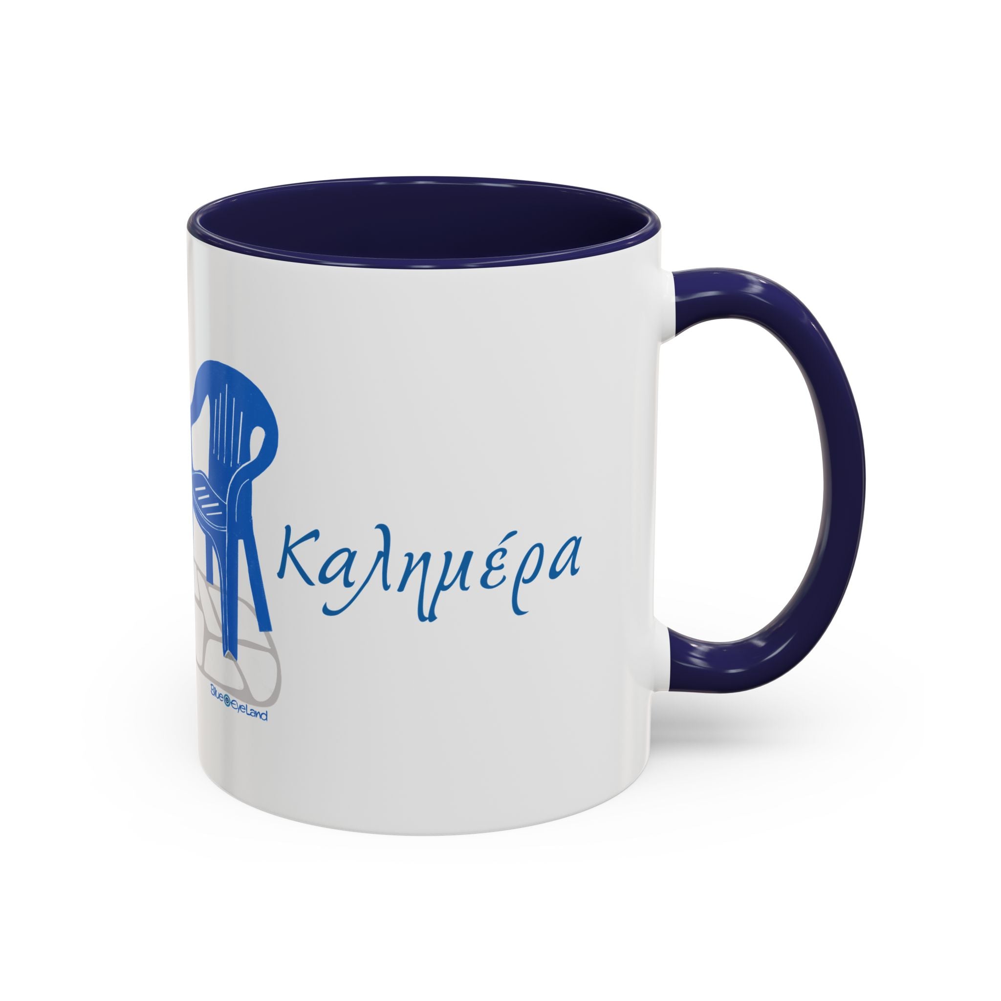 Coffee Mug, Greek Cafe and Conversations, Classic Patio Chairs, Tea Cup, Espresso Cup, Drinkware, Kitchen Decor, Home Office, Ceramic Mug