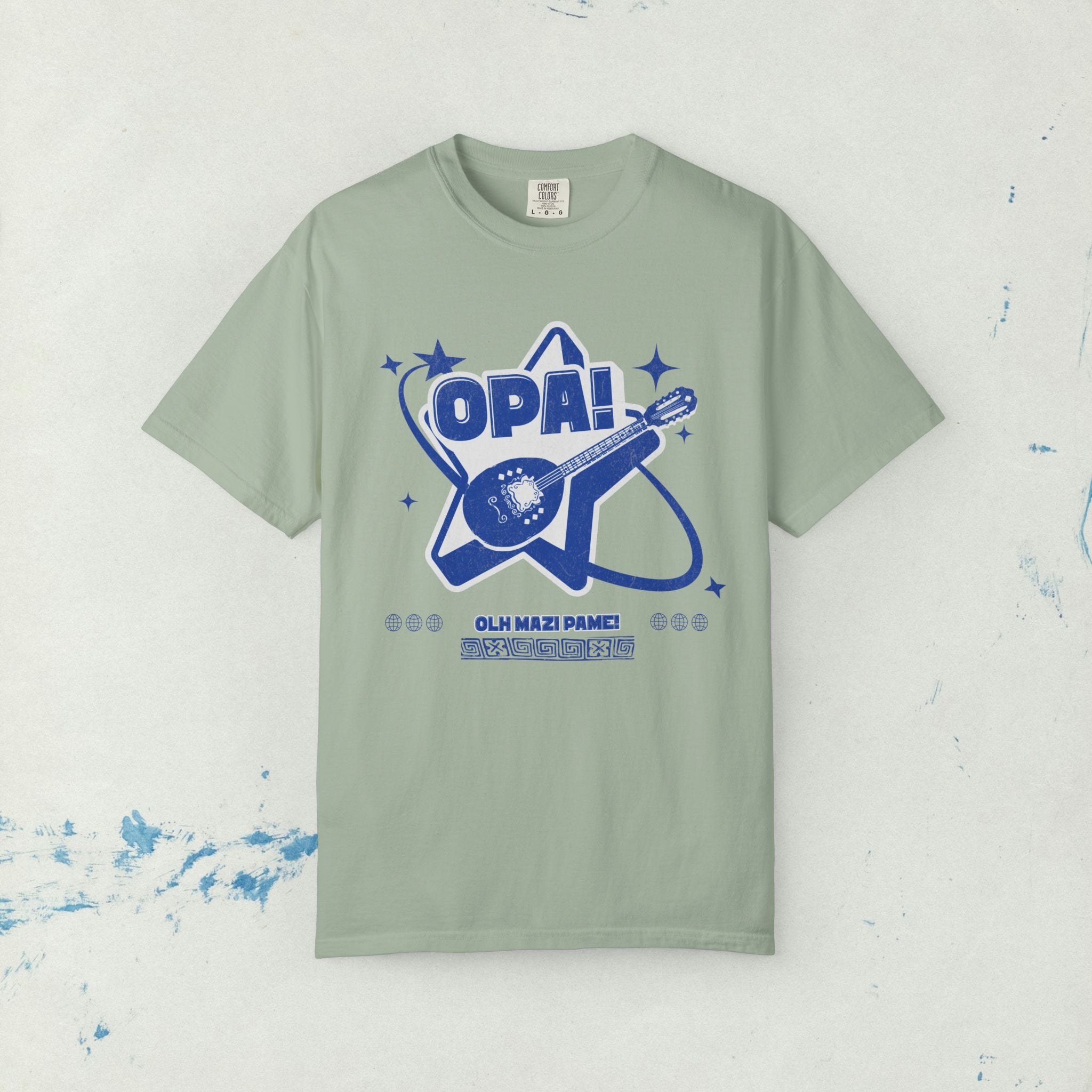 Greek Music Bouzouki Opa T-Shirt, Greek Festivals, Concerts Casual Wear, Unisex Garment-Dyed Tee, Greek Heritage Gift,