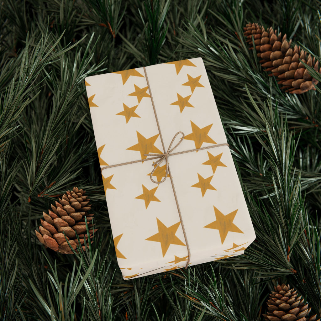 Byzantine Gold Stars Wrapping Papers | Metallic Star Pattern