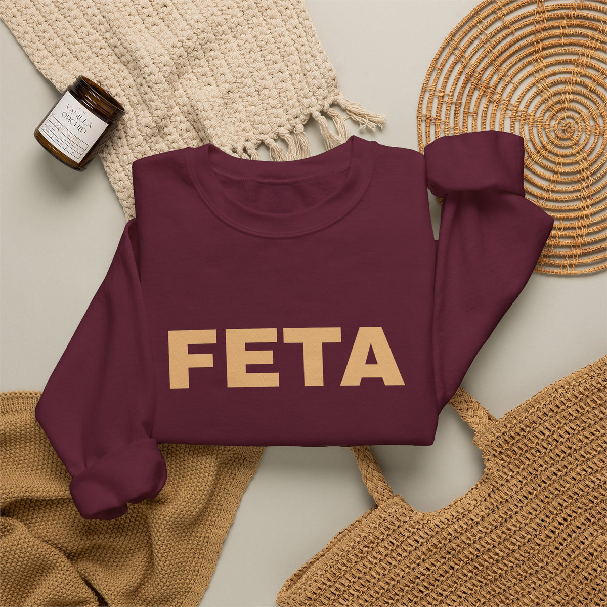 Feta Cheese Lovers Sweatshirt | Greek Foodie, Vintage Typography