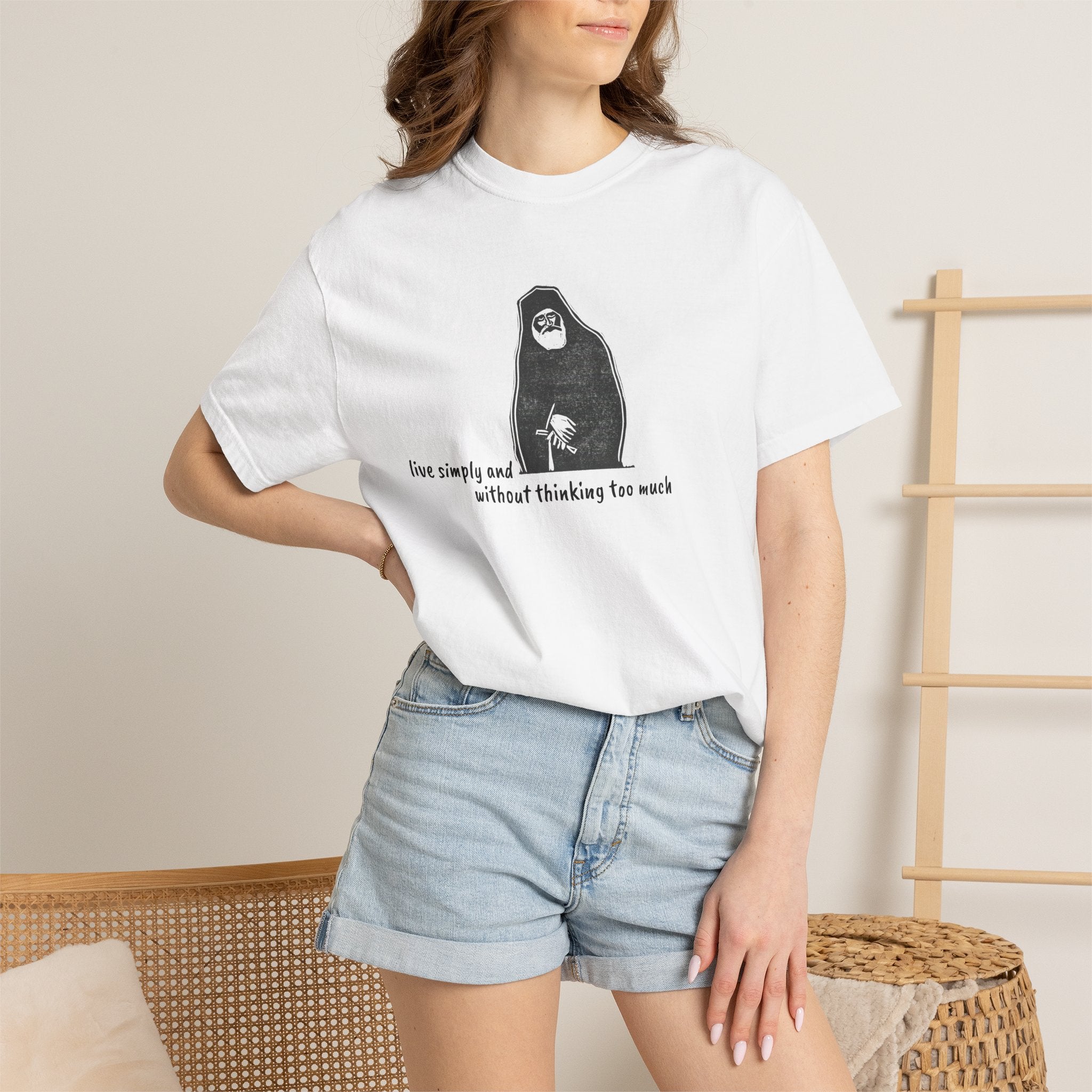 St. Paisios - Live Simply Without Thinking Too Much T-shirt | Orthodox T-Shirt