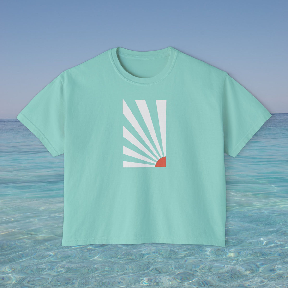 Sunrise Kalimera Graphic Tee | Boxy Cropped T-Shirt, Greece souvenir, Greece gift