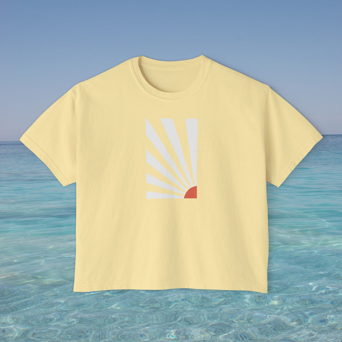 Sunrise Kalimera Graphic Tee | Boxy Cropped T-Shirt, Greece souvenir, Greece gift