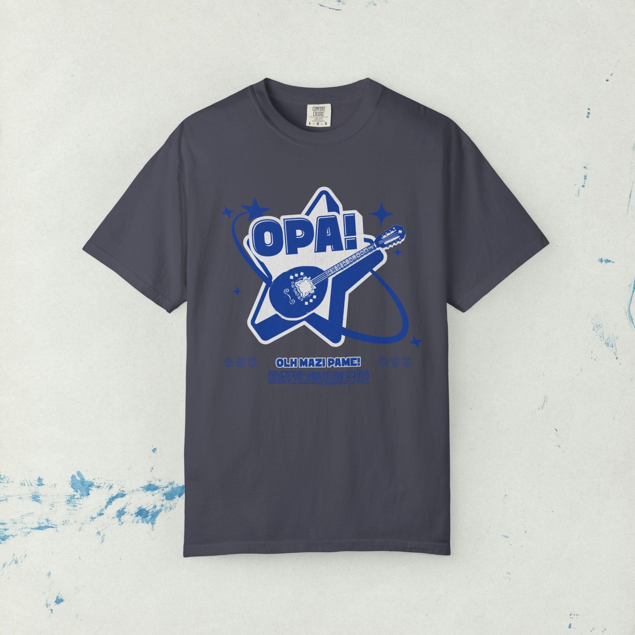 Greek Music Bouzouki Opa T-Shirt, Greek Festivals, Concerts Casual Wear, Unisex Garment-Dyed Tee, Greek Heritage Gift,