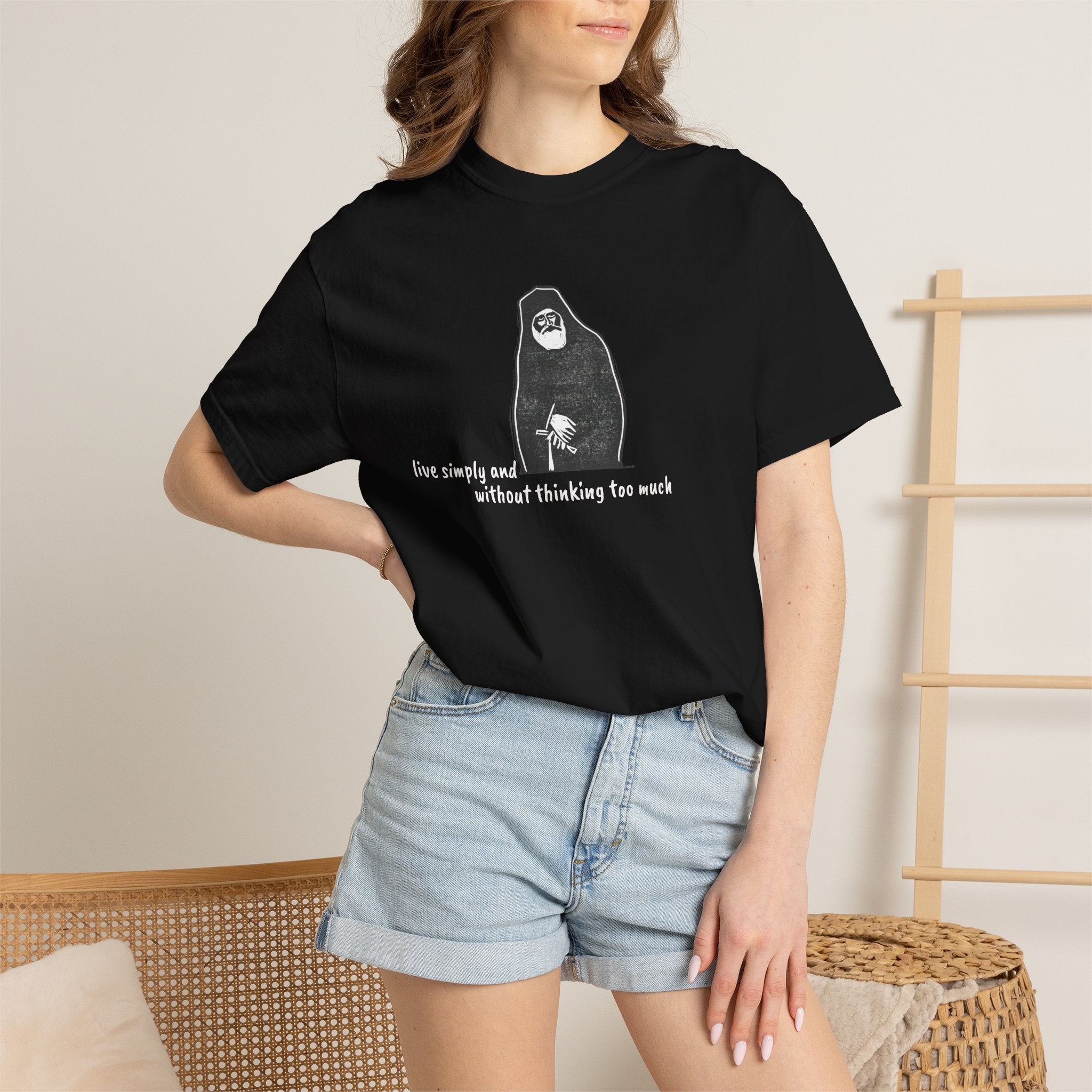 St. Paisios - Live Simply Without Thinking Too Much T-shirt | Orthodox T-Shirt