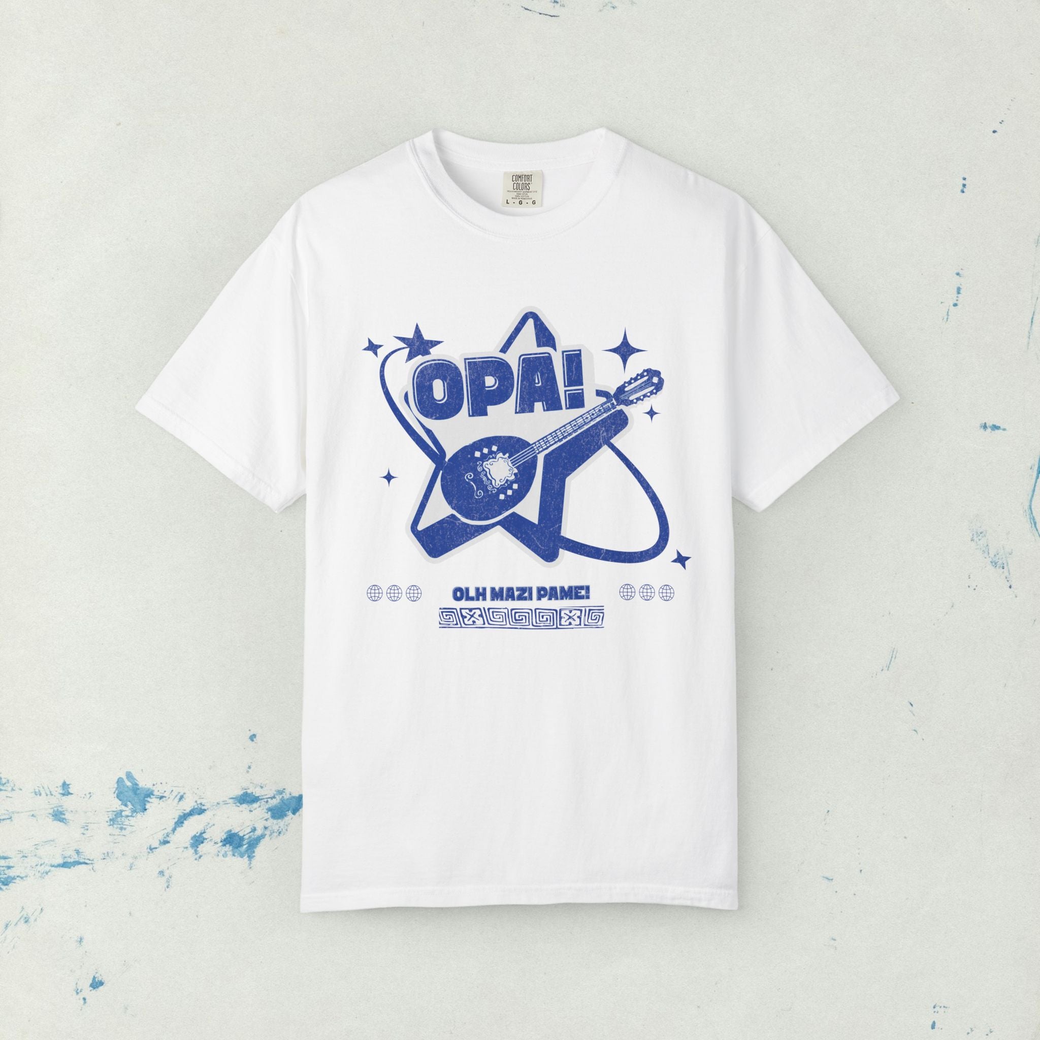 Greek Music Bouzouki Opa T-Shirt, Greek Festivals, Concerts Casual Wear, Unisex Garment-Dyed Tee, Greek Heritage Gift,