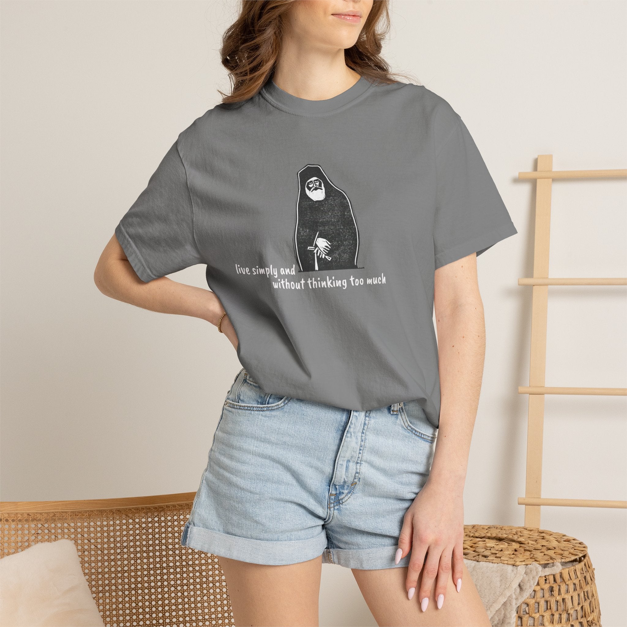 St. Paisios - Live Simply Without Thinking Too Much T-shirt | Orthodox T-Shirt
