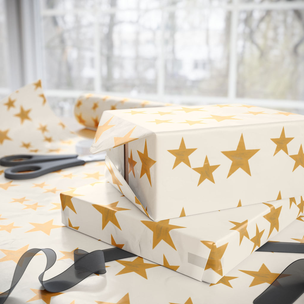 Byzantine Gold Stars Wrapping Papers | Metallic Star Pattern