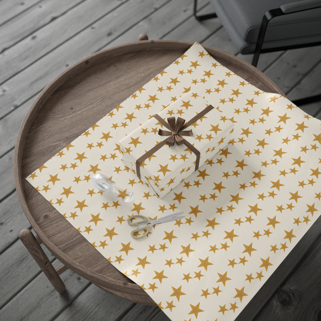 Byzantine Gold Stars Wrapping Papers | Metallic Star Pattern