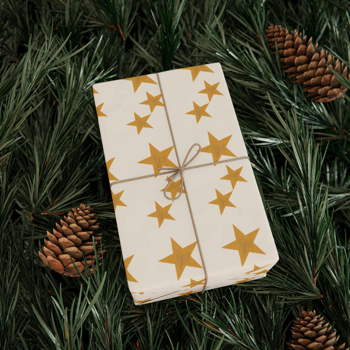 Byzantine Gold Stars Wrapping Papers | Metallic Star Pattern