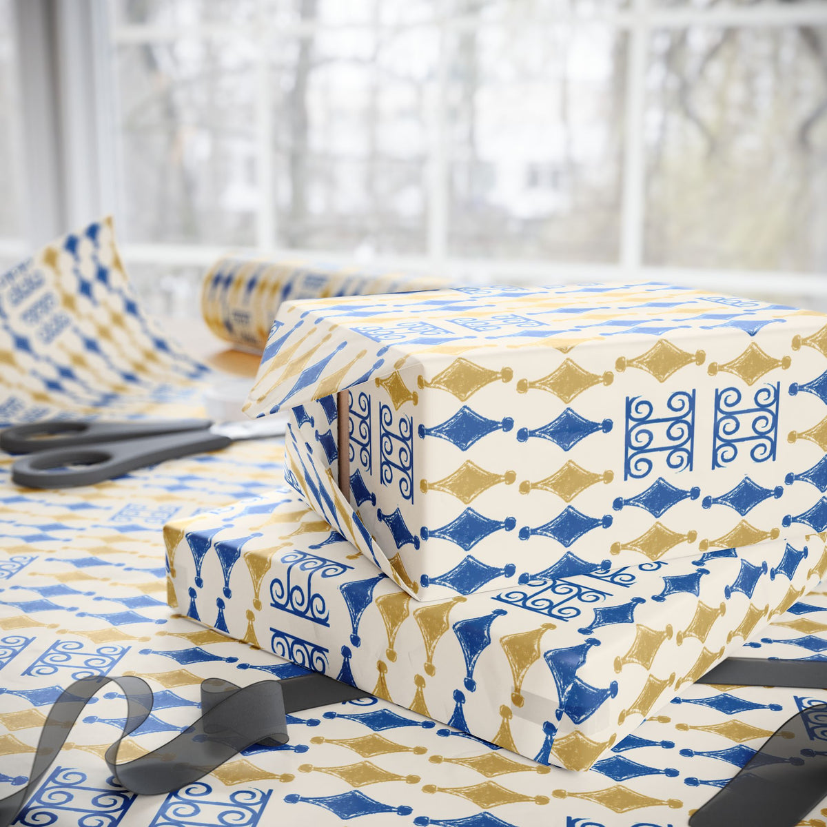 Navy & Gold Elegant Wrapping Paper | All Occasions Holiday Gift Wrap