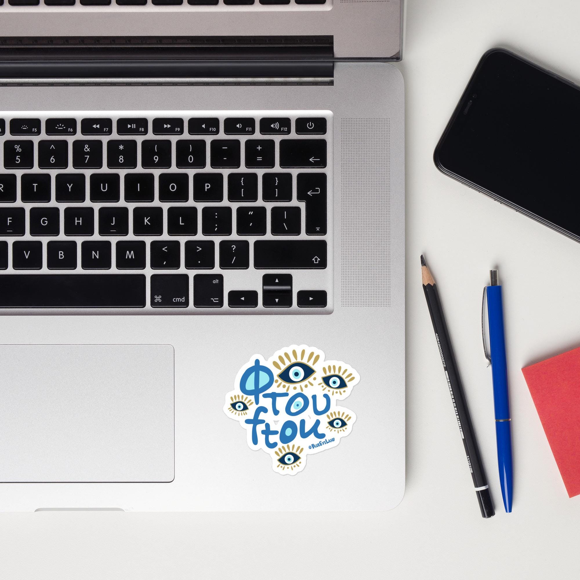 Greek Evil Eye Vinyl Sticker: Ftou - Weatherproof Art