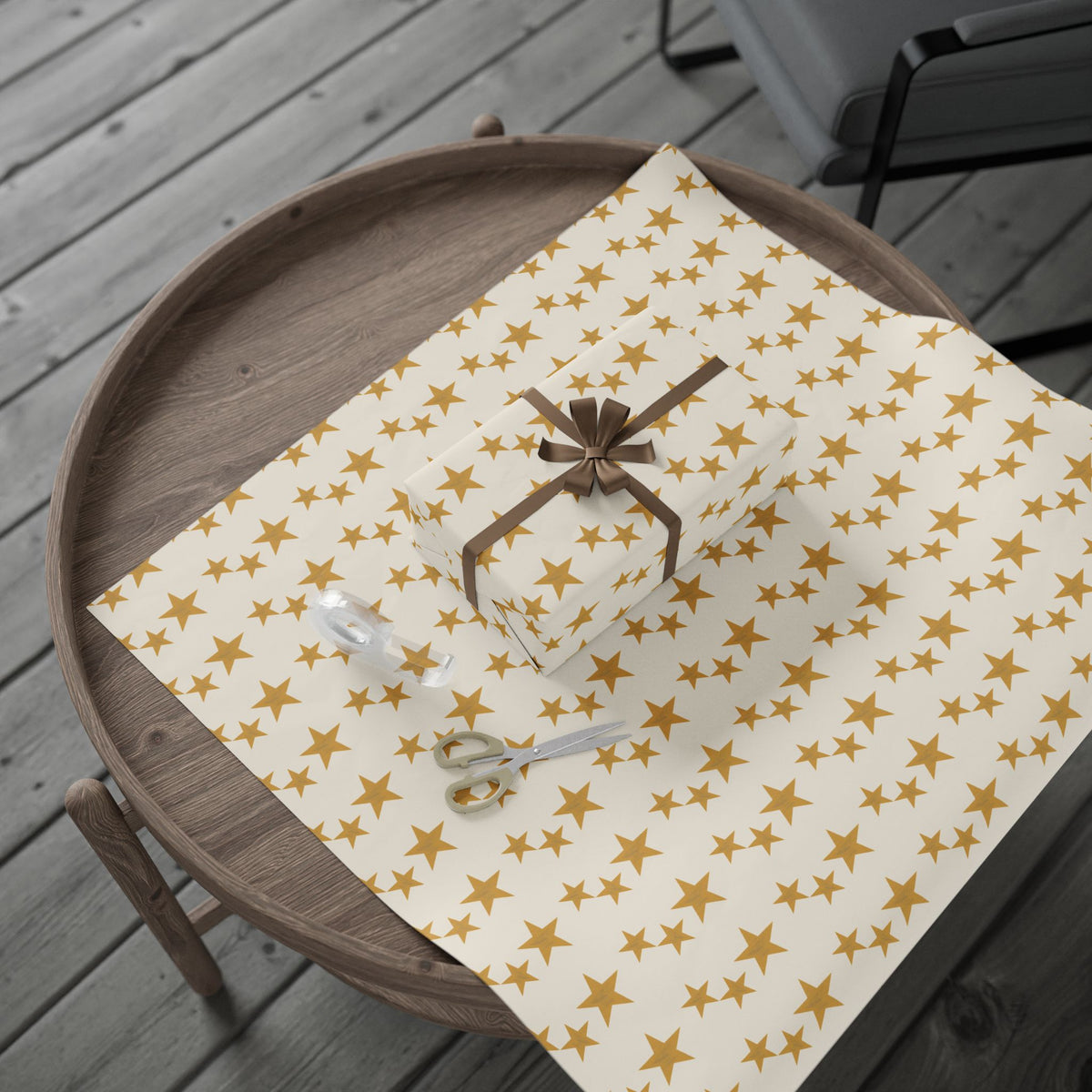 Byzantine Gold Stars Wrapping Papers | Metallic Star Pattern
