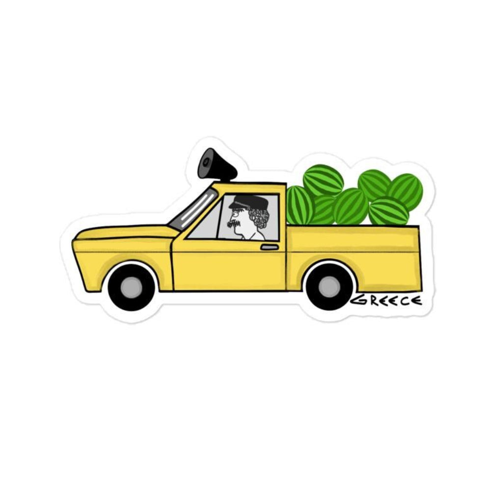 Greek Watermelon Truck Sticker: Summer Travel Vinyl Decal