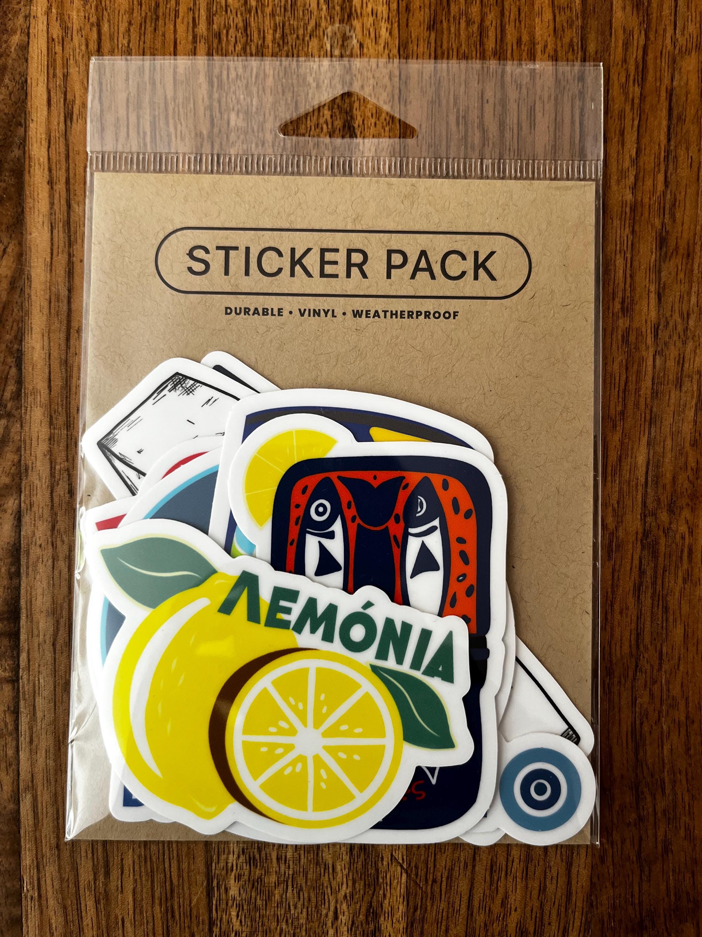 Greek Food Vinyl Sticker Pack: Sardines, Feta, Lemons - Waterproof