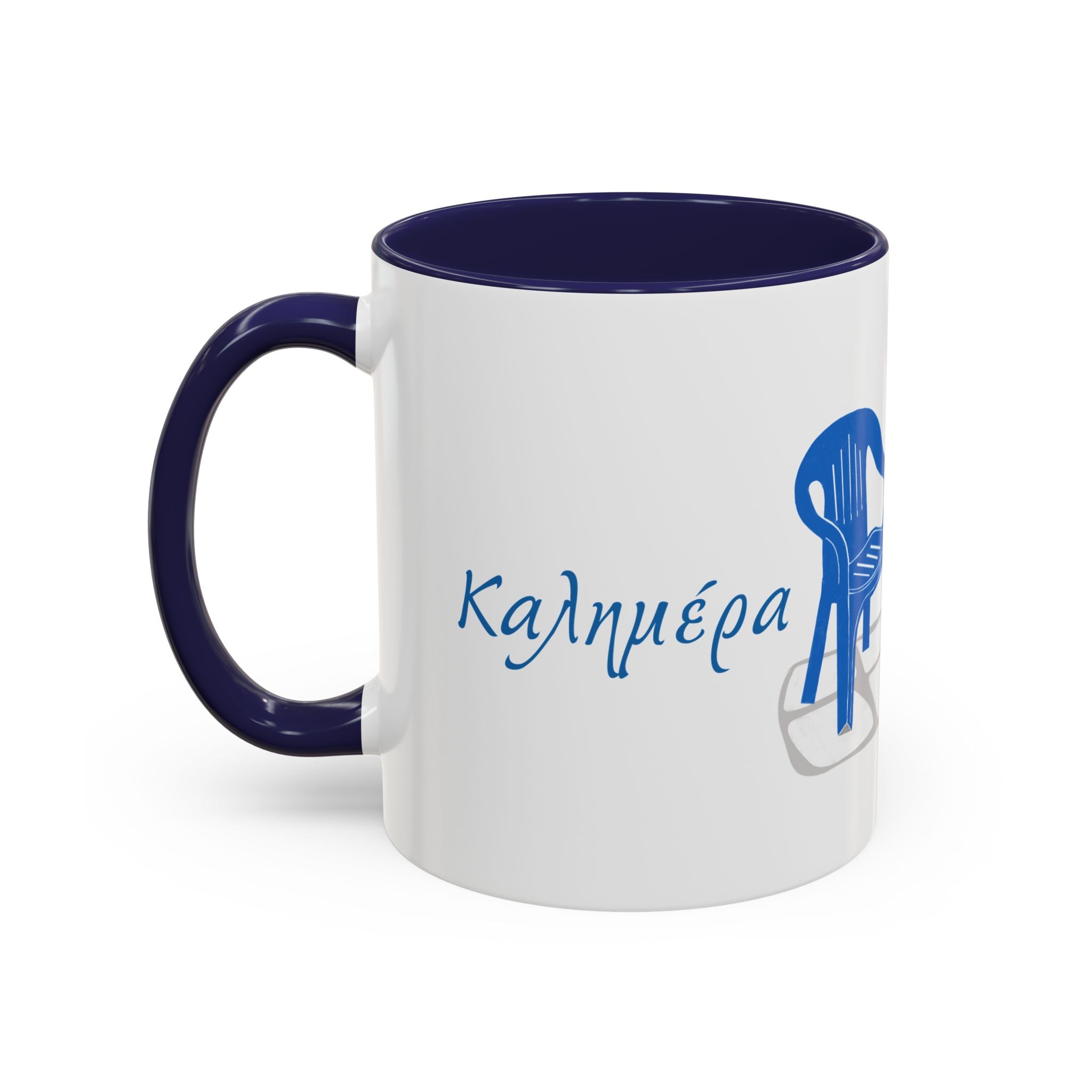 Coffee Mug, Greek Cafe and Conversations, Classic Patio Chairs, Tea Cup, Espresso Cup, Drinkware, Kitchen Decor, Home Office, Ceramic Mug