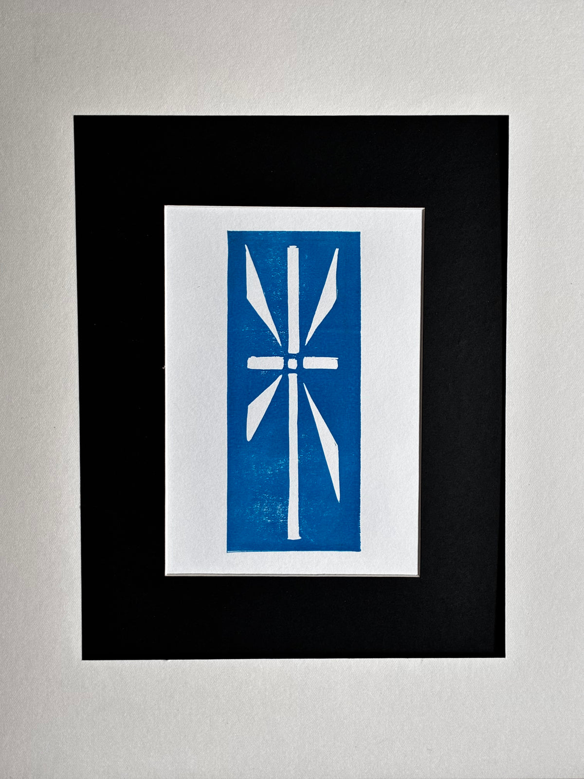 Doors of Greece Cross Linocut Print