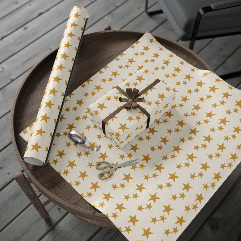 Byzantine Gold Stars Wrapping Papers | Metallic Star Pattern