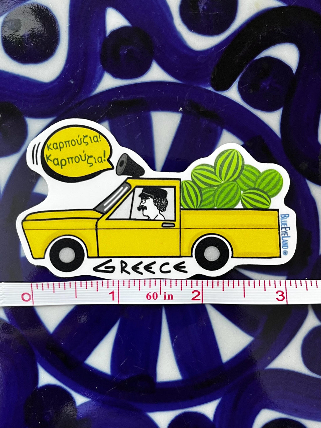 Greek Watermelon Truck Sticker: Summer Travel Vinyl Decal