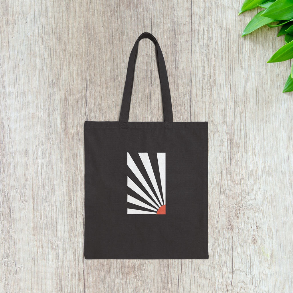 Canvas Tote Bag — Retro Geometric Sunburst Pattern Eco Shopper