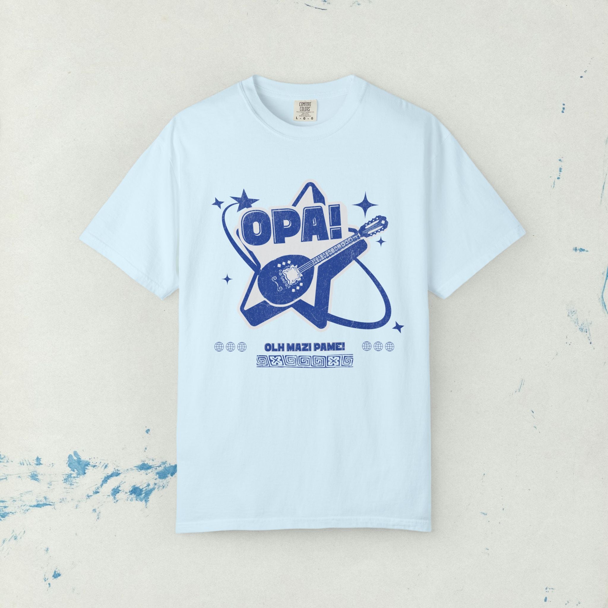 Greek Music Bouzouki Opa T-Shirt, Greek Festivals, Concerts Casual Wear, Unisex Garment-Dyed Tee, Greek Heritage Gift,