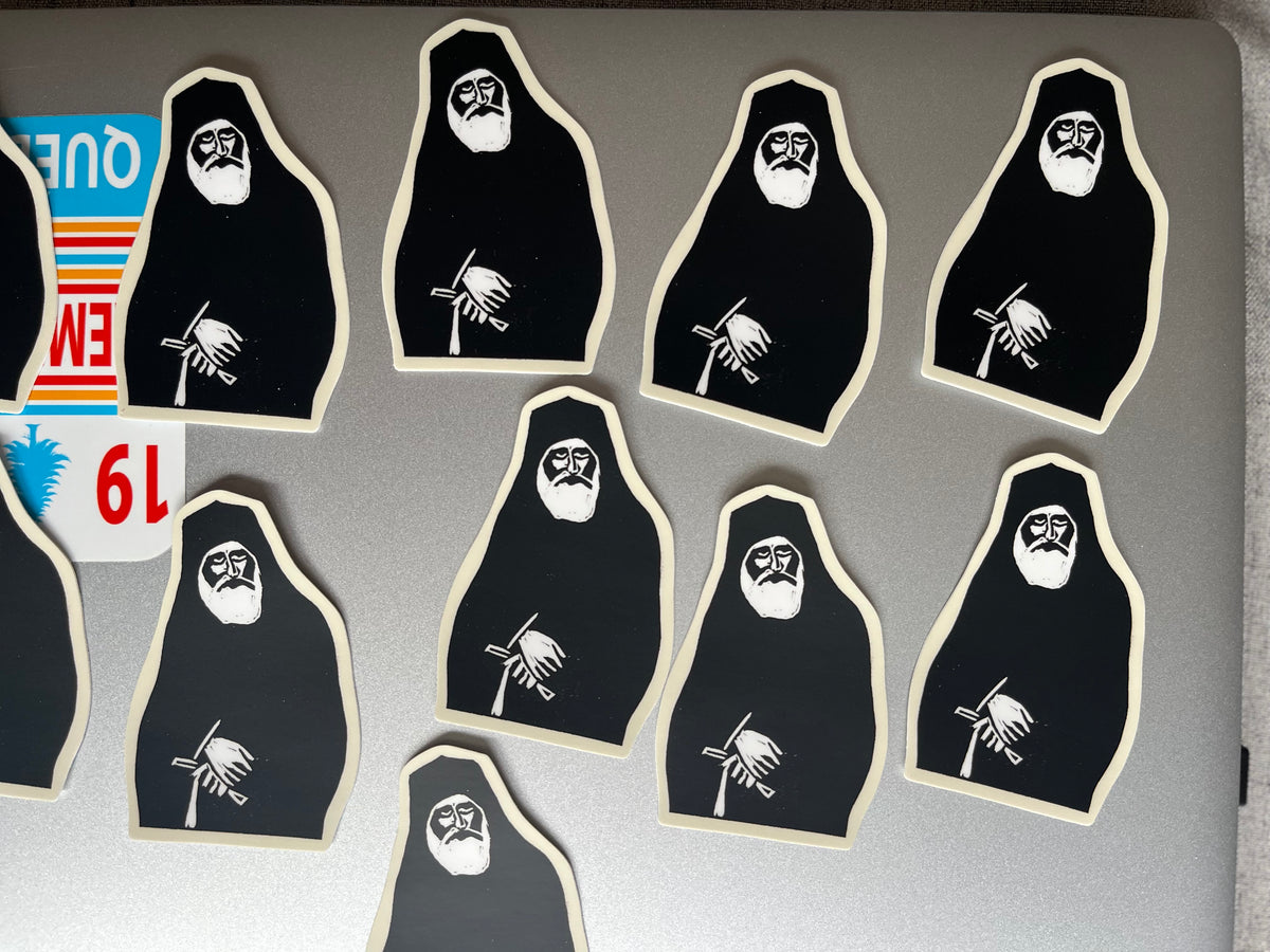 St. Paisios Linocut Sticker