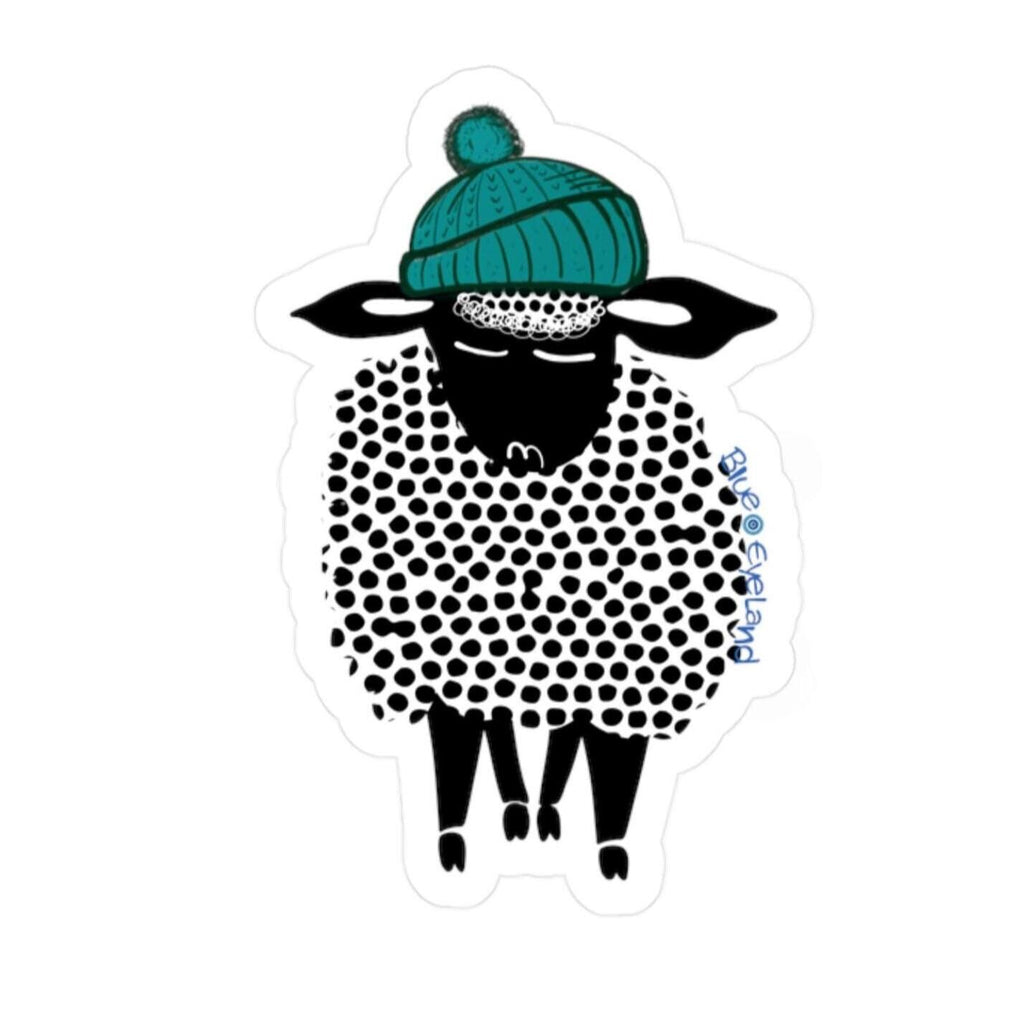 sheep with green winter hat vinyl sticker, farm animal sticker