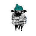 sheep with green winter hat vinyl sticker, farm animal sticker