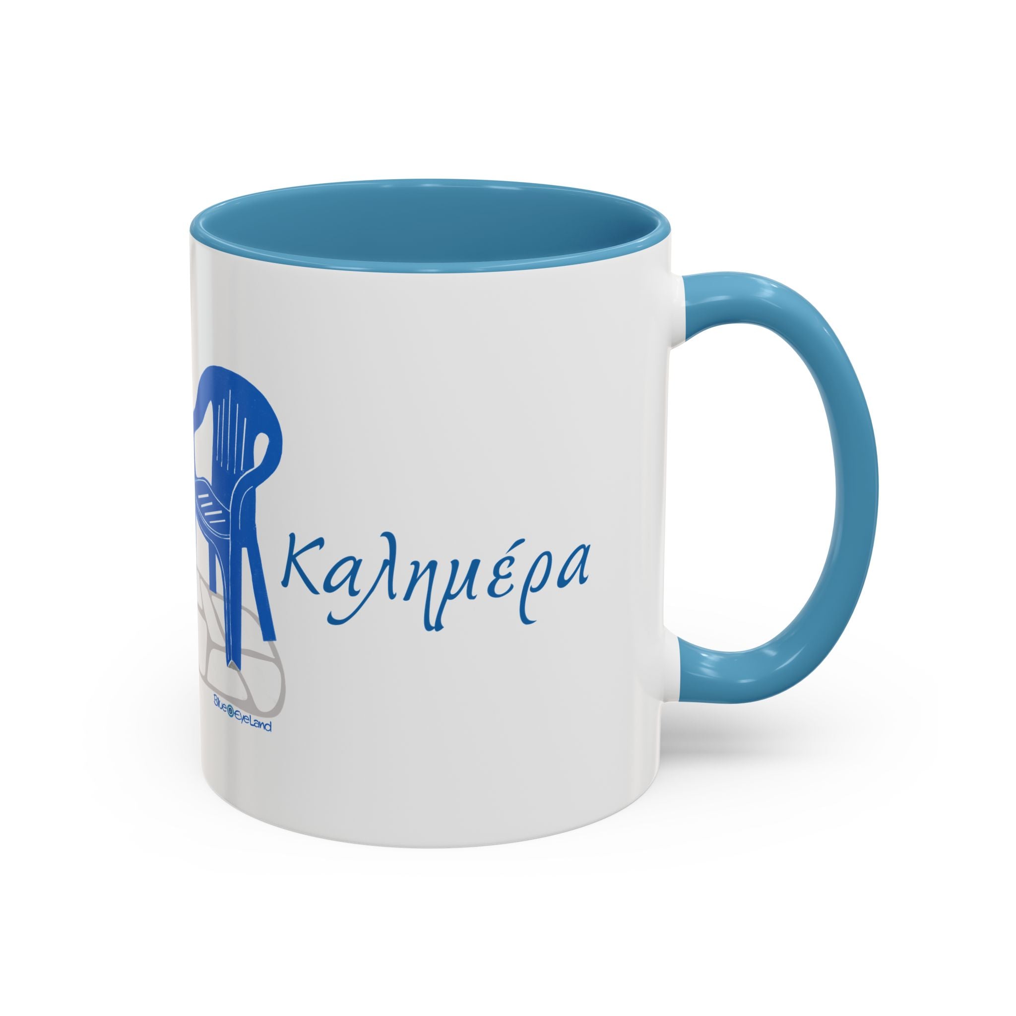 Coffee Mug, Greek Cafe and Conversations, Classic Patio Chairs, Tea Cup, Espresso Cup, Drinkware, Kitchen Decor, Home Office, Ceramic Mug