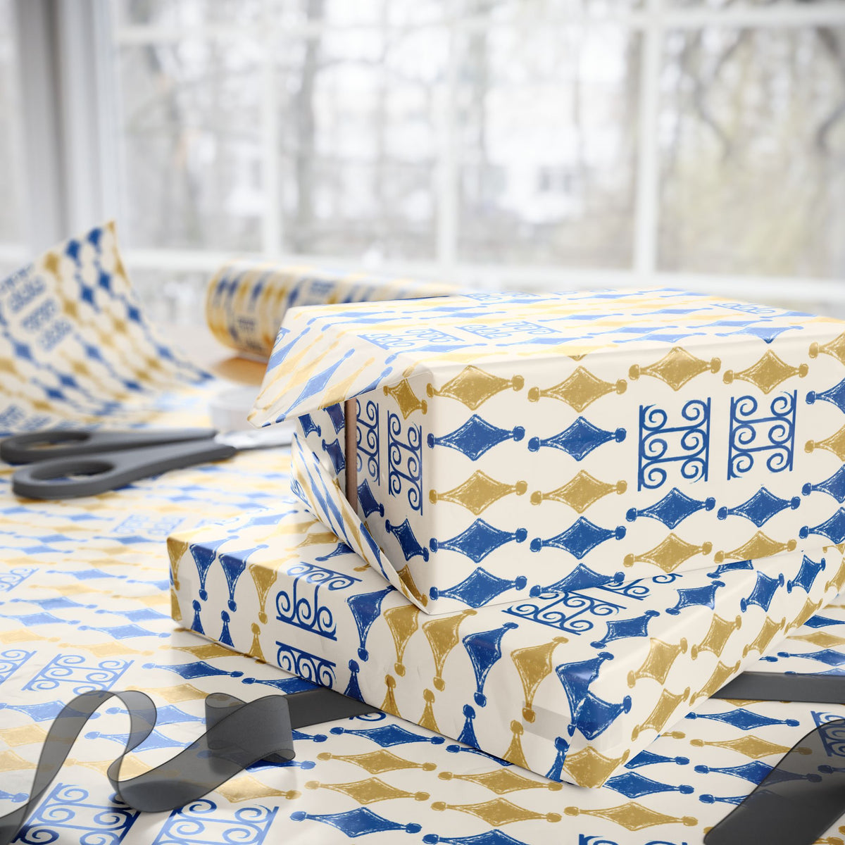 Navy & Gold Elegant Wrapping Paper | All Occasions Holiday Gift Wrap