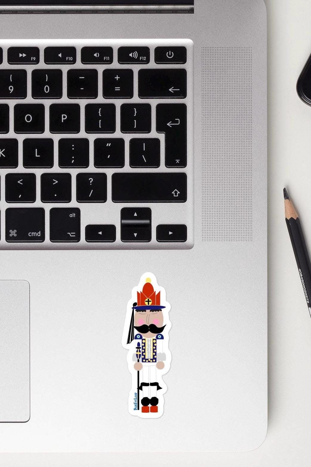 Greek Evzone Nutcracker Sticker, Hand Drawn Soldier Decal (4x2 Inch)