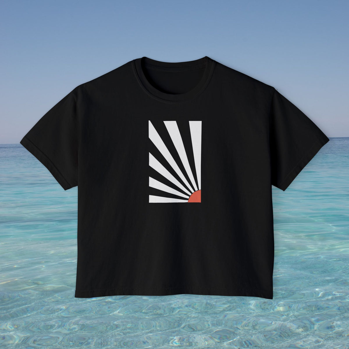 Sunrise Kalimera Graphic Tee | Boxy Cropped T-Shirt, Greece souvenir, Greece gift