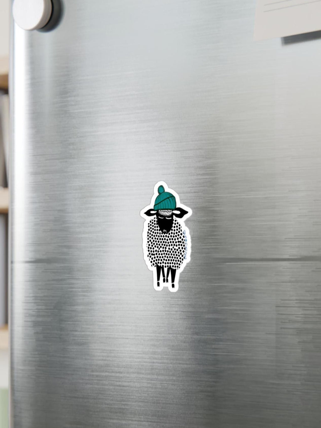 sheep with green winter hat vinyl sticker, farm animal sticker