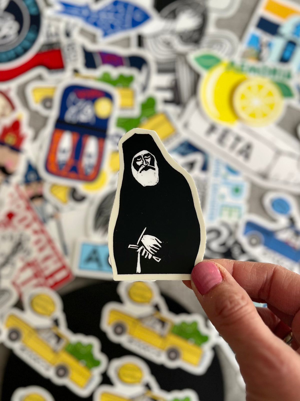 St. Paisios Linocut Sticker