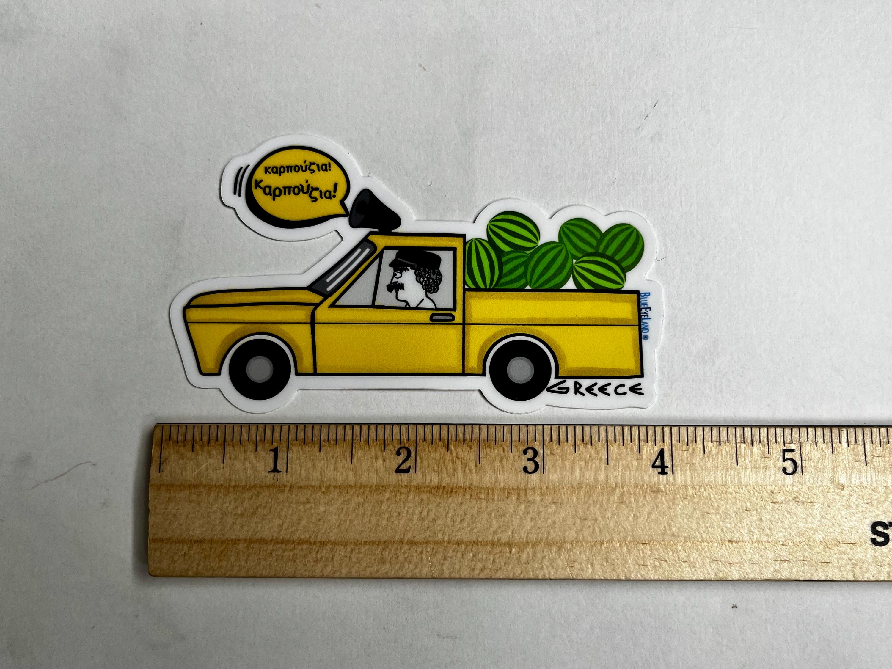 Greek Watermelon Truck Sticker: Summer Travel Vinyl Decal