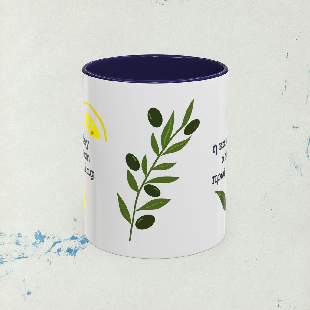 Greek Saying mug, "A good day shows itself from the morning"