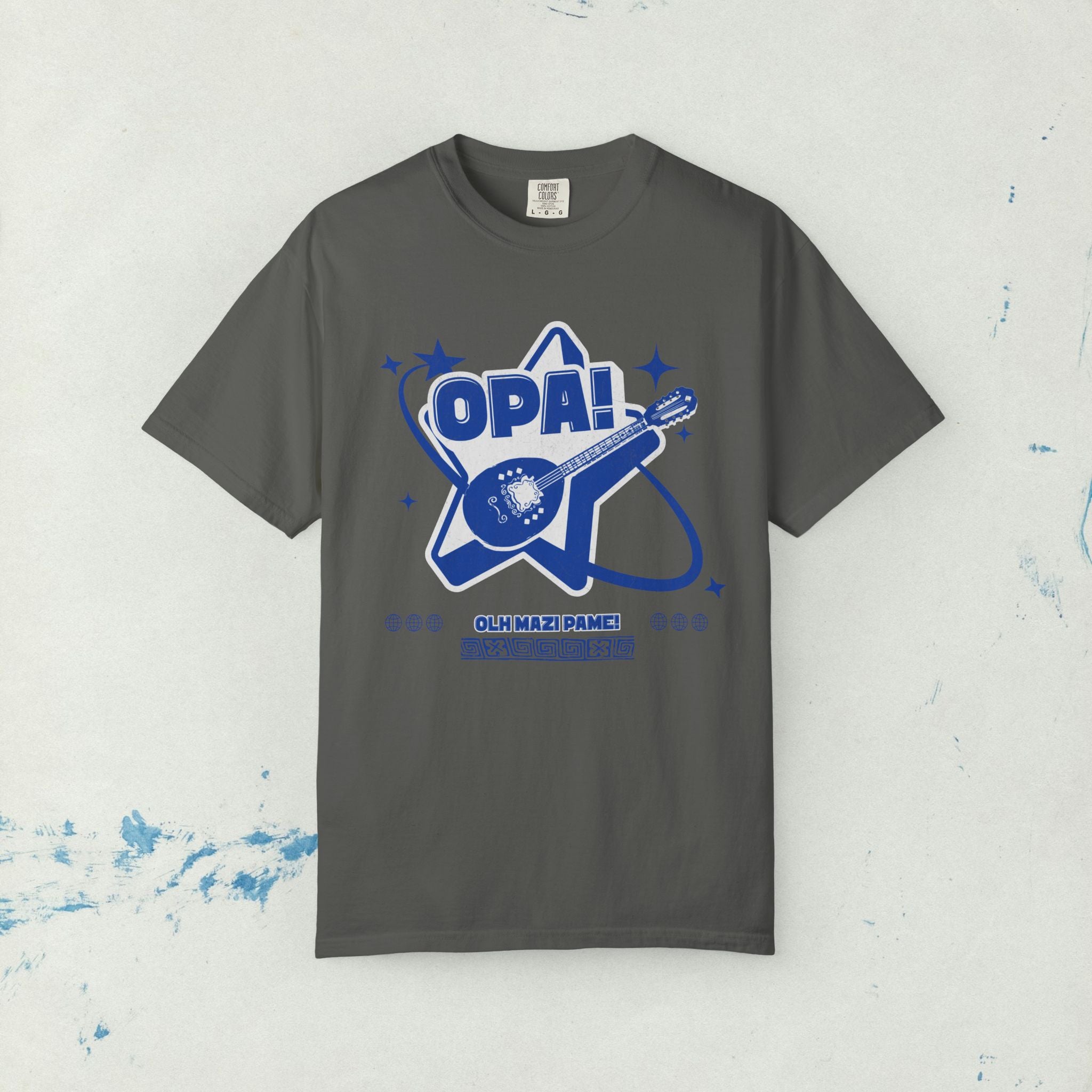 Greek Music Bouzouki Opa T-Shirt, Greek Festivals, Concerts Casual Wear, Unisex Garment-Dyed Tee, Greek Heritage Gift,