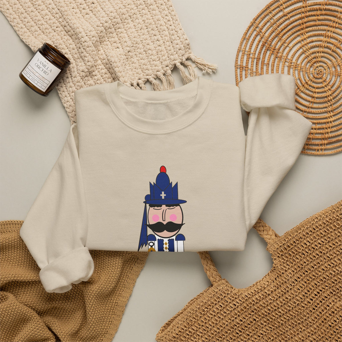 Evzone Nutcracker Illustration Sweatshirt | Holiday Nutcracker Soldier Crewneck