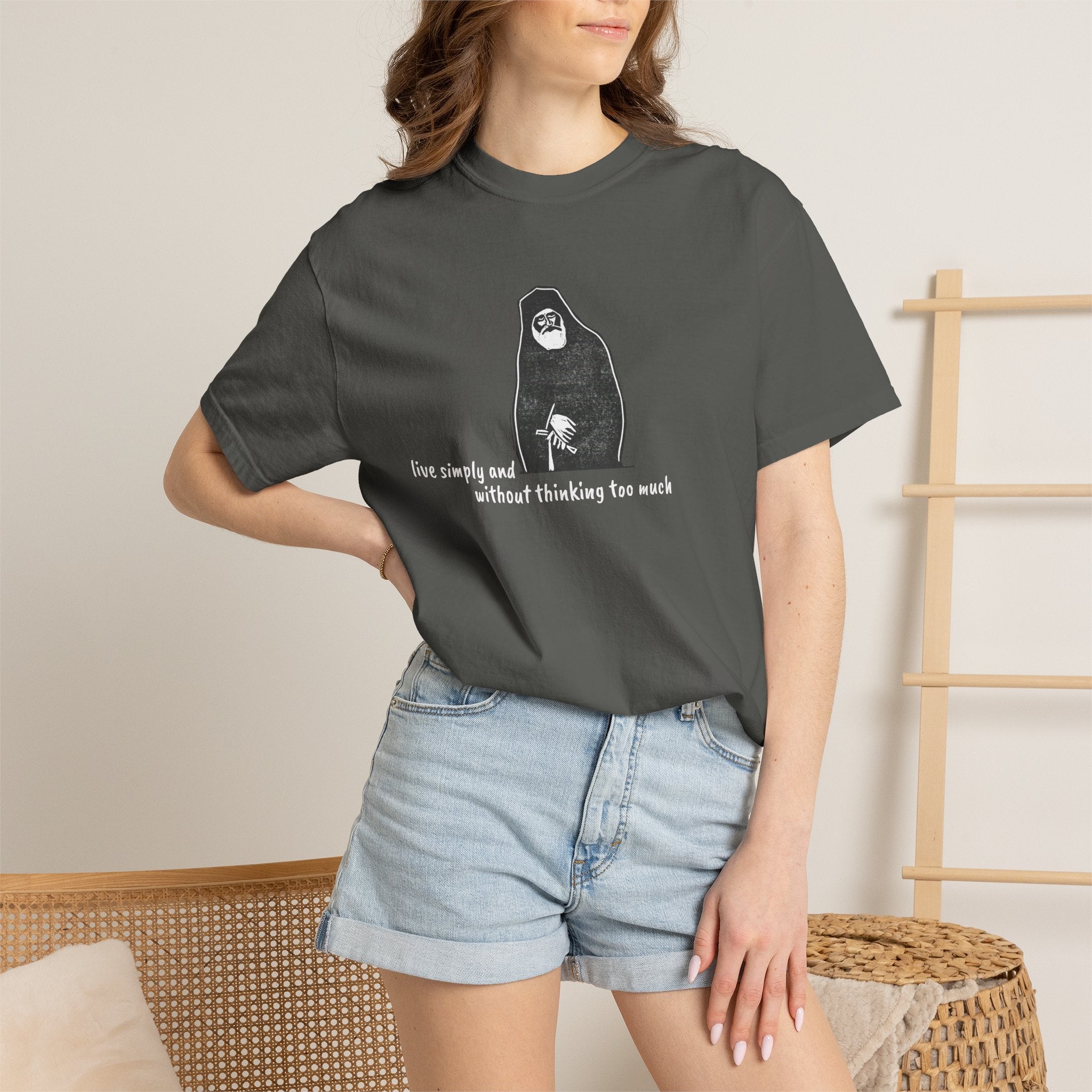 St. Paisios - Live Simply Without Thinking Too Much T-shirt | Orthodox T-Shirt