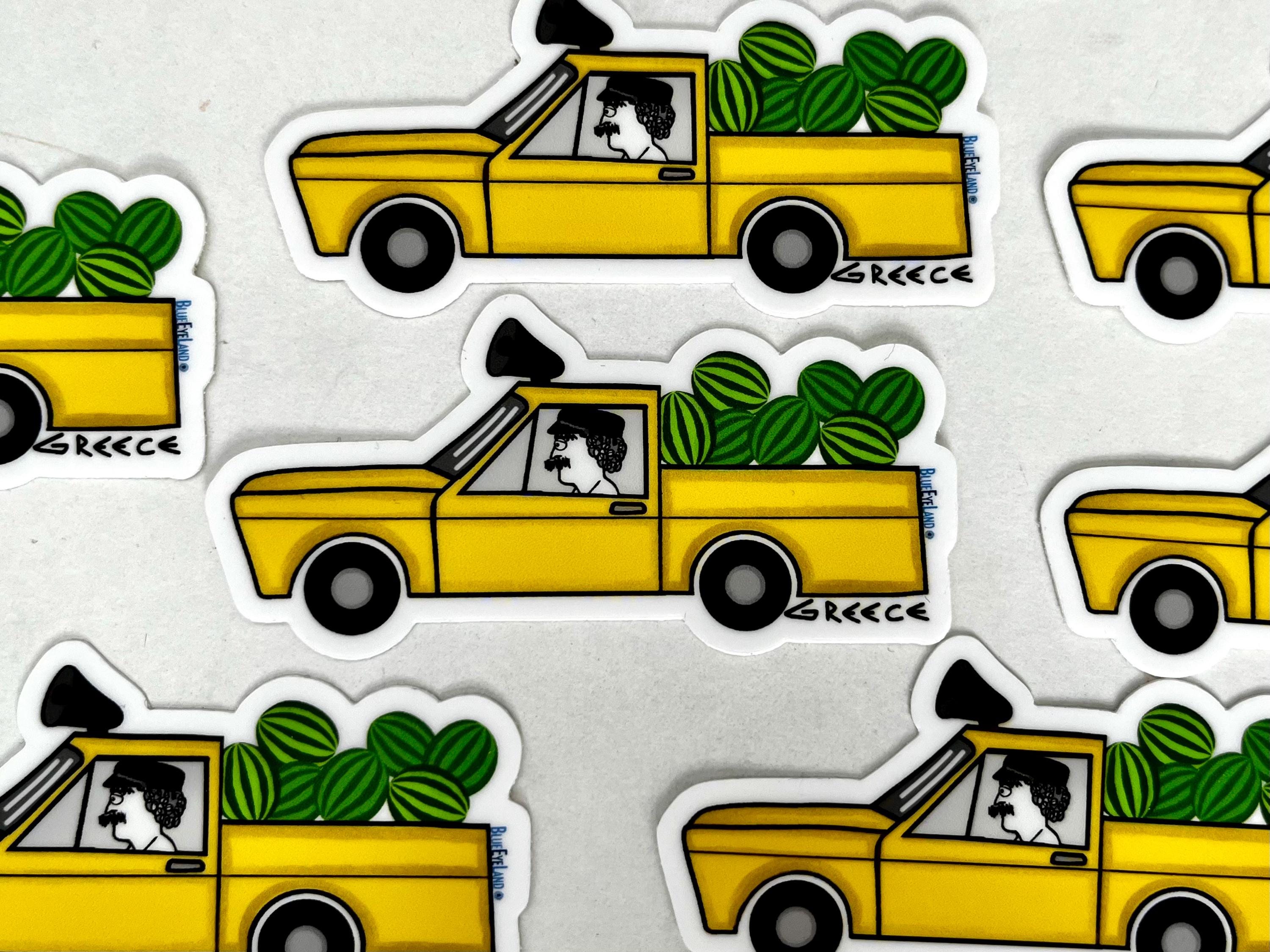 Greek Watermelon Truck Sticker: Summer Travel Vinyl Decal