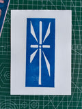 Doors of Greece Cross Linocut Print