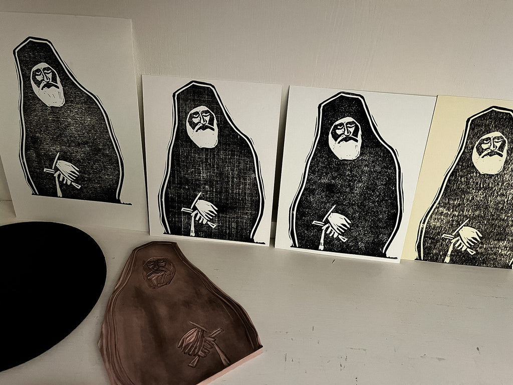 St. Paisios - Hand- Carved Linocut Print