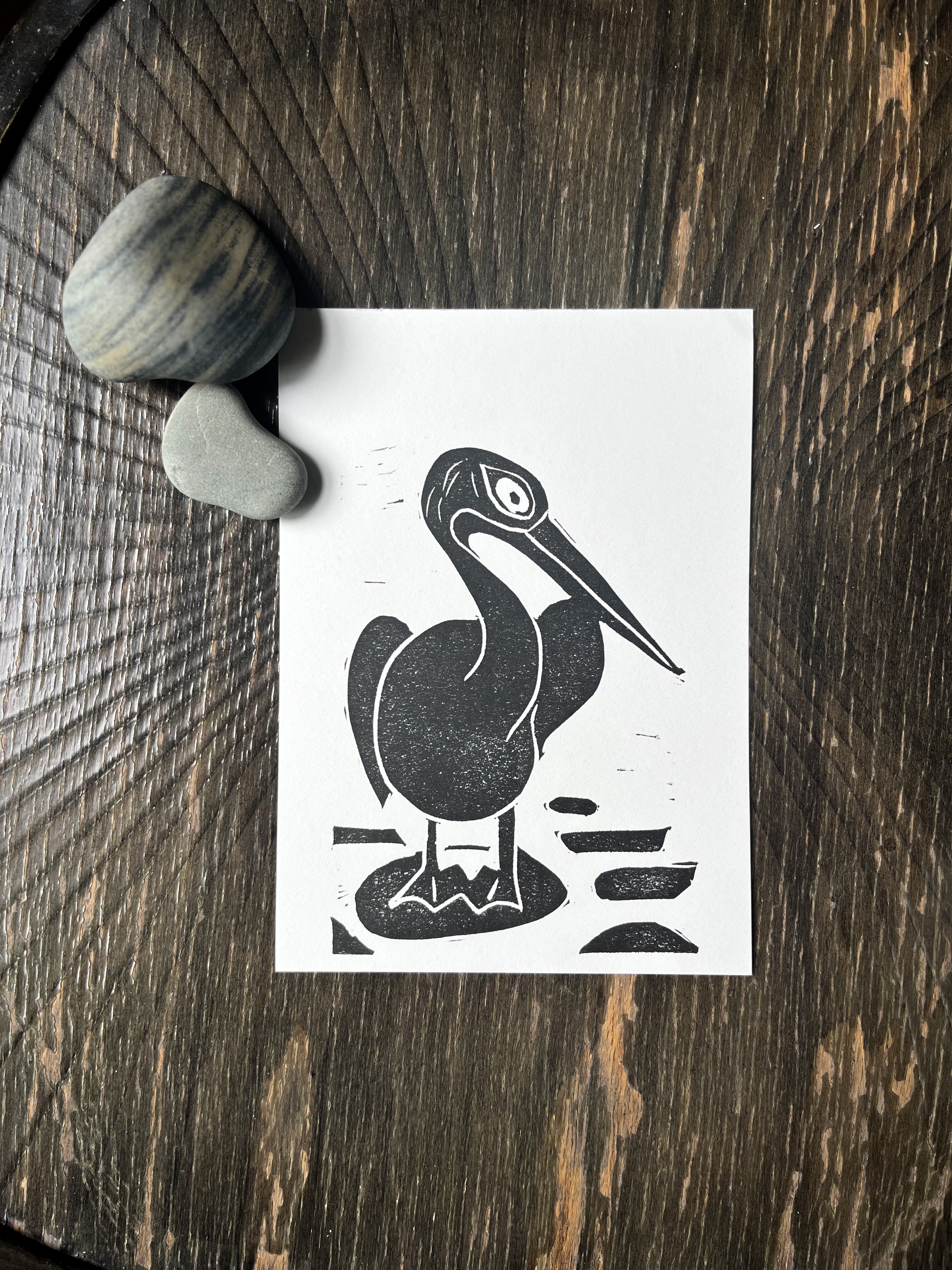 Pelican Linocut print